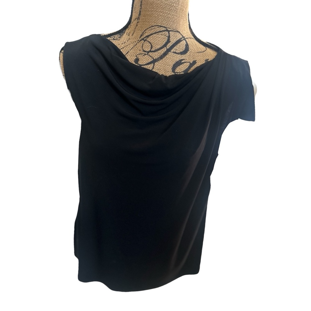 George Black Draped Cowl Neckline Blouse One Shoulder Capped Sleeve XL 16 / 18
